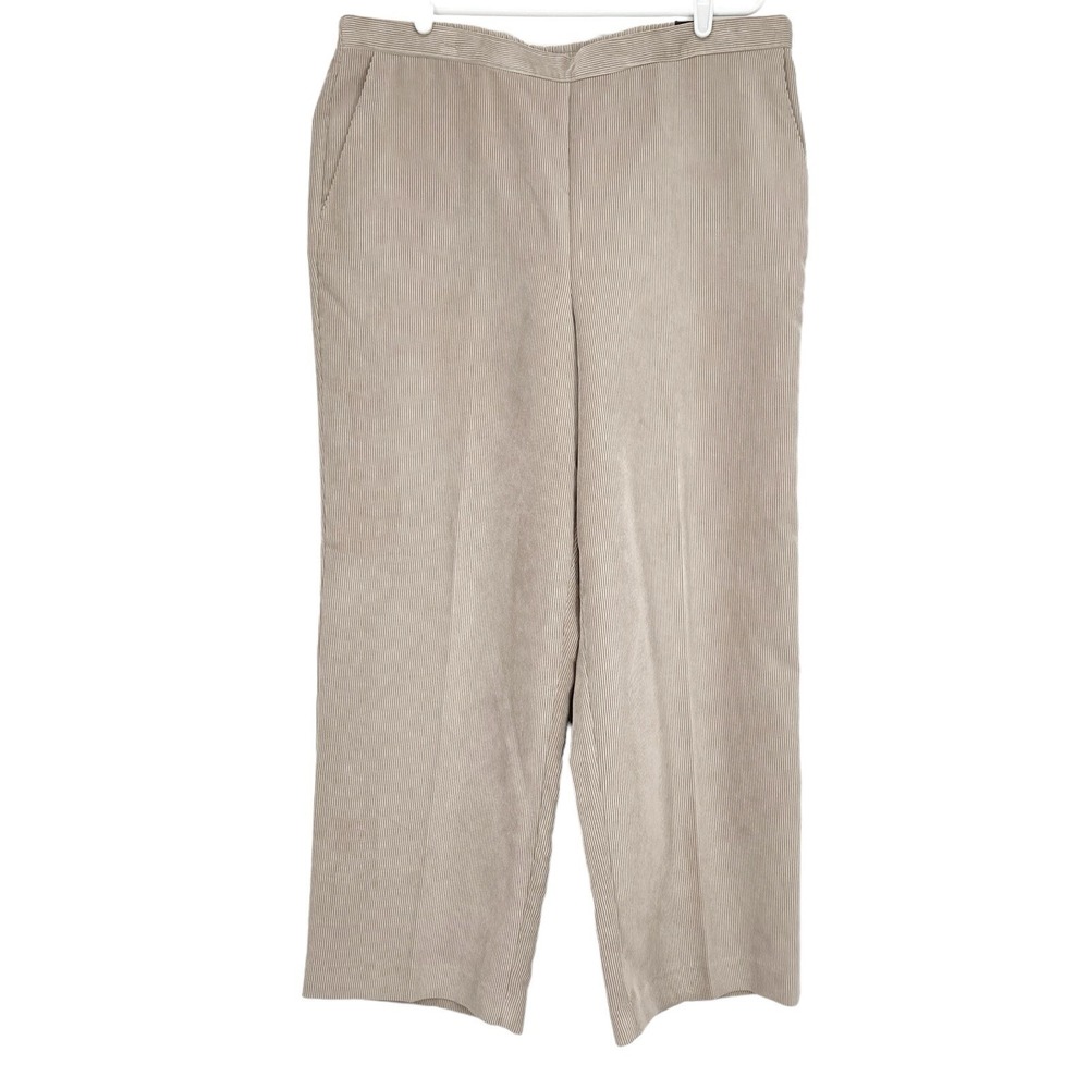 NWT Alfred Dunner Women's Tan Corduroy Pants Sz 18P Pull-on Straight Eskimo Kiss